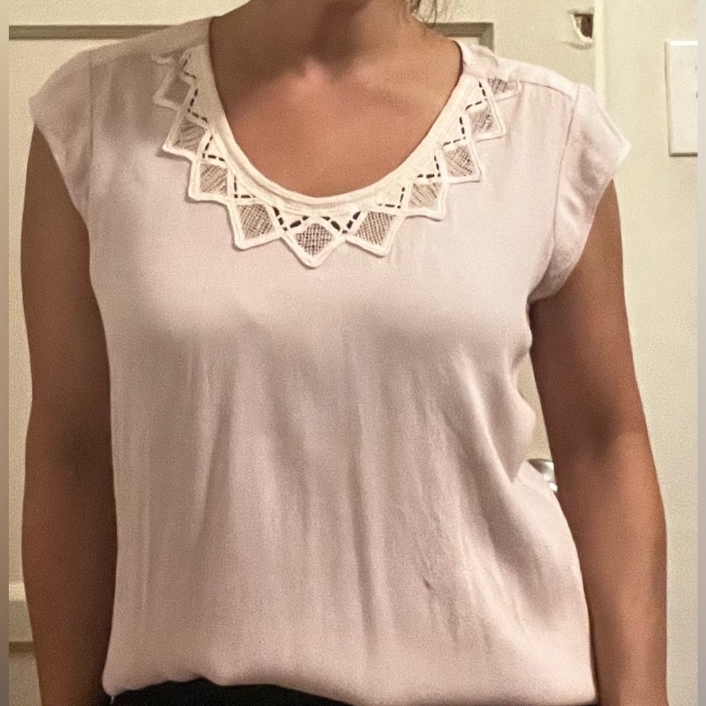Rebecca taylor pink embroidered short sleeve blouse